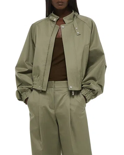 Helmut Lang Cotton Twill Bomber Jacket In Green