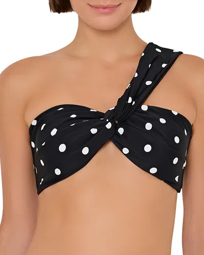 Milly Olivia Polka Dot Twist Front Bikini Top In Black