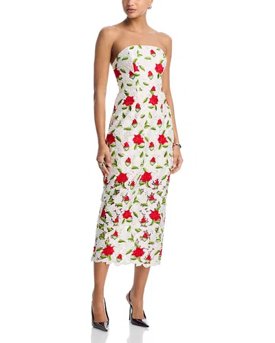 Milly Kait Embroidered Strapless Midi Dress In Multi
