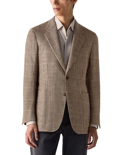 Zegna Checked-pattern Blazer In Brown