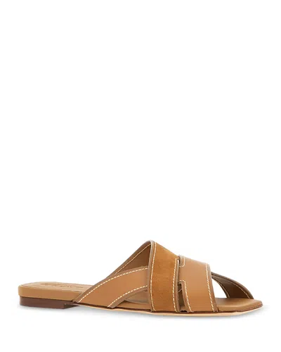 Tod's Sandals Heel Contrast Stitching Crisscross Straps In Animal Print