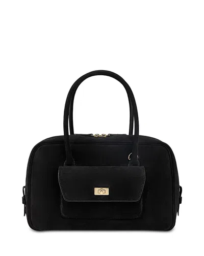 Sandro Womens Black Ezmeh Suede Top-handle Bag In Black