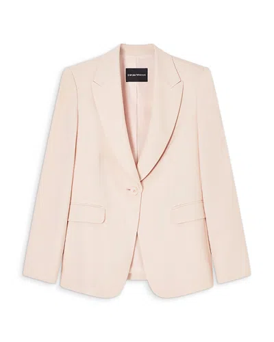 Emporio Armani Single-breasted Jacket In Technical Gabardine In Pink