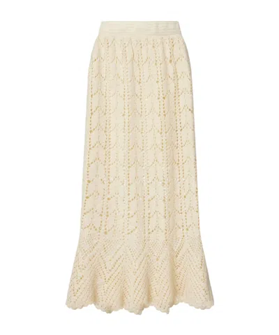 Zimmermann Awaken Lace Crochet Midi Skirt In Cream In White