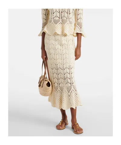 Zimmermann Awaken Lace Crochet Midi Skirt In Cream In White