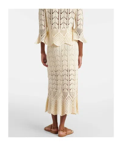 Zimmermann Awaken Lace Crochet Midi Skirt In Cream In White