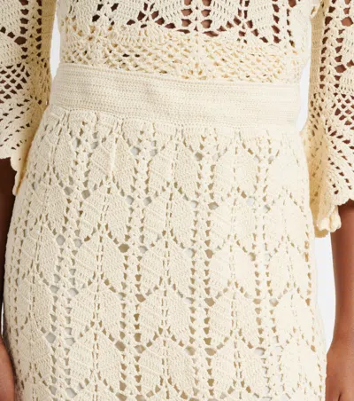Zimmermann Awaken Lace Crochet Midi Skirt In Cream In White