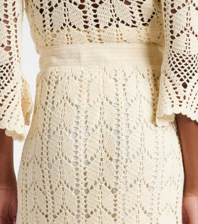 Zimmermann Awaken Lace Crochet Midi Skirt In Cream In White