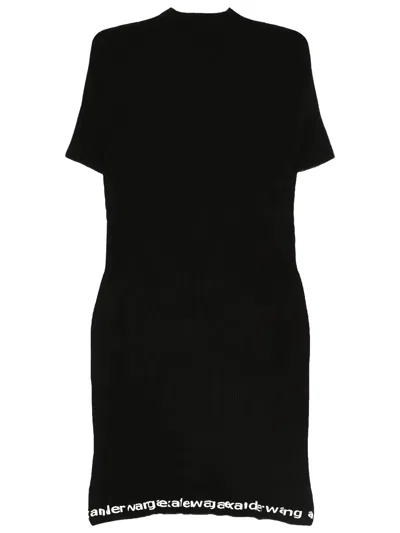 Alexander Wang Ribbed Short-sleeve Fitted Dress Clothing In Black