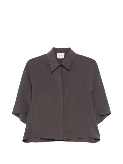 Alysi Dark Grey Relaxed Solid Shirt In Gray