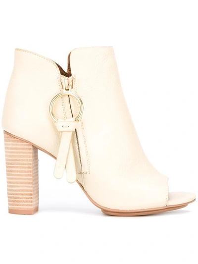 Shop See By Chloé Peep Toe Ankle Boots In Neutrals