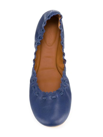 Shop See By Chloé Scalloped Ballerinas - Blue