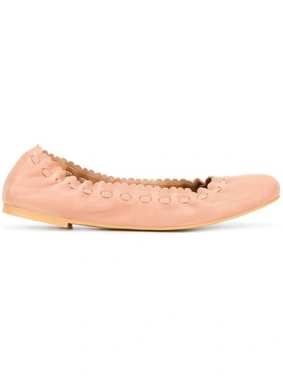 Shop See By Chloé Scalloped Ballerinas In Neutrals