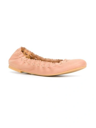 Shop See By Chloé Scalloped Ballerinas In Neutrals