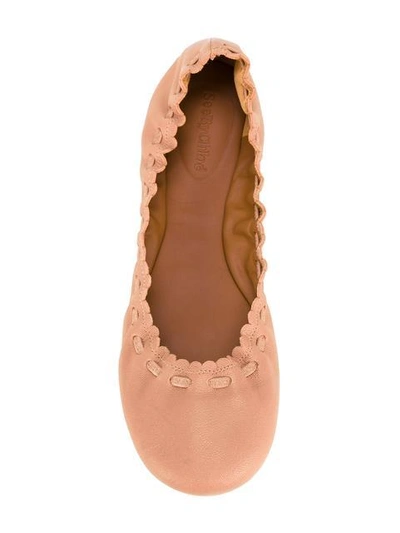 Shop See By Chloé Scalloped Ballerinas In Neutrals