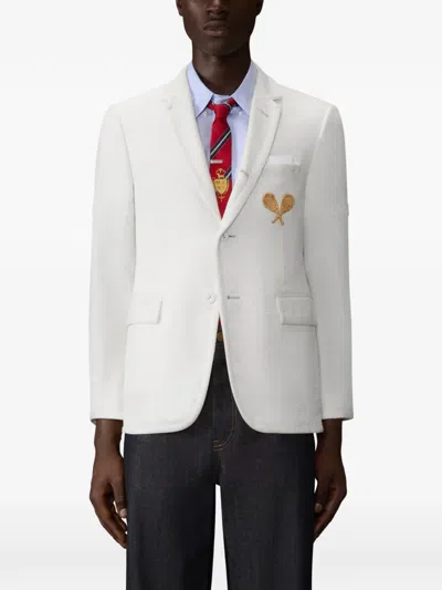 Thom Browne Embroidered Blazer In White