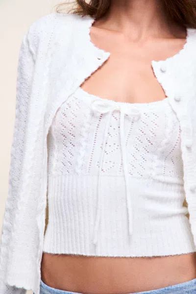 Danielle Guizio Ny Evelina Pointelle Cardigan In White