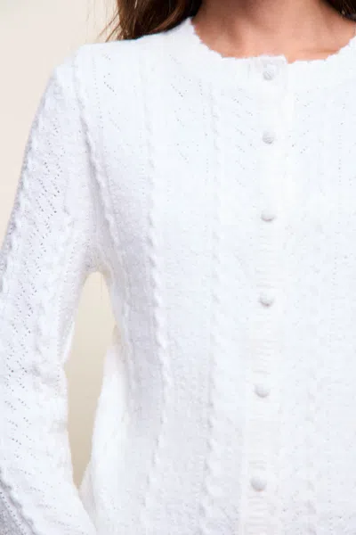 Danielle Guizio Ny Evelina Pointelle Cardigan In White