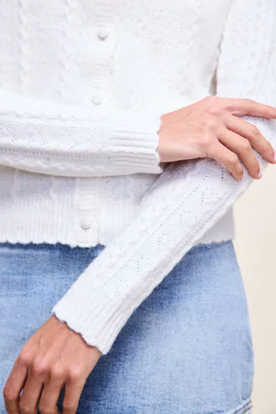Danielle Guizio Ny Evelina Pointelle Cardigan In White