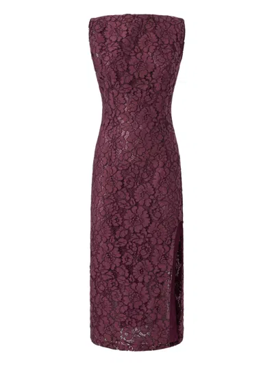 Pinko Strapless Dress Knee Length Lace Slit In Red