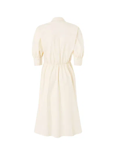 Pinko Wrap Dress Knee Length Puff Sleeves In Neutral