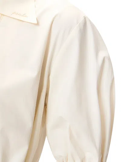 Pinko Wrap Dress Knee Length Puff Sleeves In Neutral