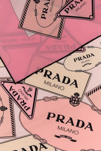 Prada Printed Twill Scarf Lightweight Rectangular Design In Multi