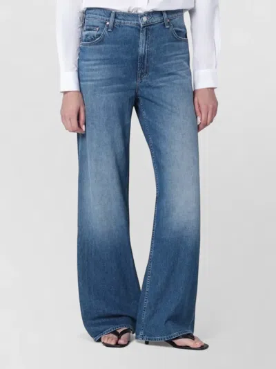 Mother Jeans The Rerun Zip Sneak With Belt Loops And Logo Embroidery On The Back In Blue Denim For Women