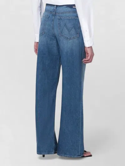 Mother Jeans The Rerun Zip Sneak With Belt Loops And Logo Embroidery On The Back In Blue Denim For Women
