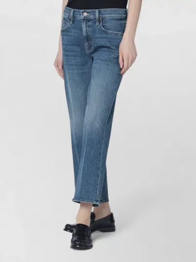 Mother Jeans The Rerun Zip Sneak With Belt Loops And Logo Embroidery On The Back In Blue Denim For Women