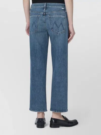 Mother Jeans The Rerun Zip Sneak With Belt Loops And Logo Embroidery On The Back In Blue Denim For Women