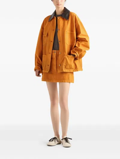 Prada Women's Canvas Mini-skirt In Orange