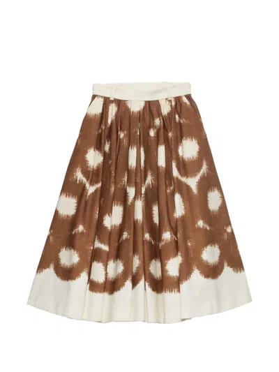Prada Printed Canvas Skirt In Brown