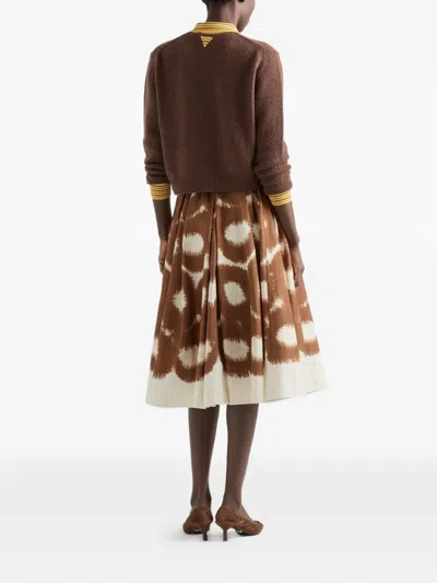Prada Printed Canvas Skirt In Brown
