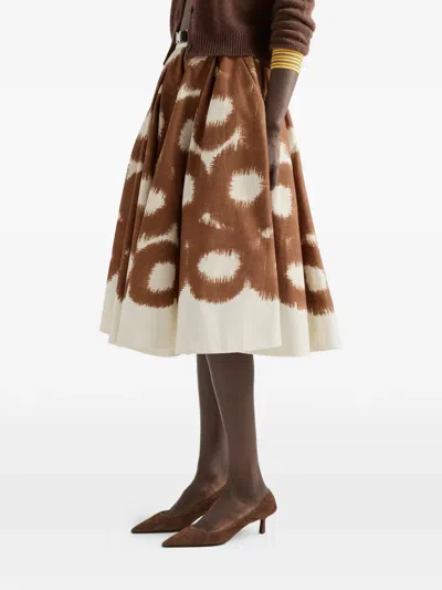 Prada Printed Canvas Skirt In Brown