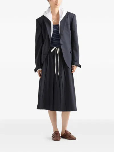 Prada Light Wool Midi-skirt In Black