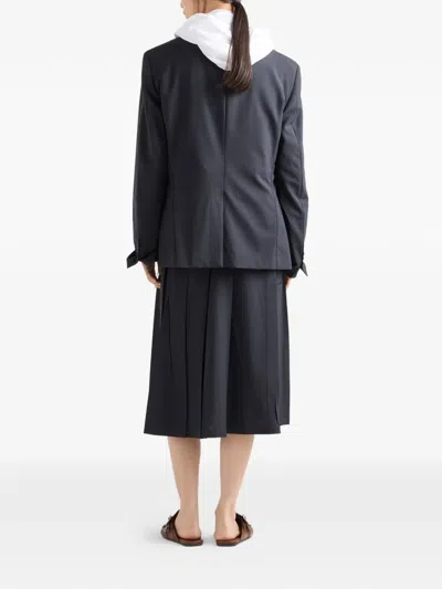 Prada Light Wool Midi-skirt In Black