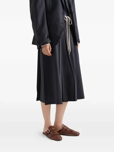 Prada Light Wool Midi-skirt In Black