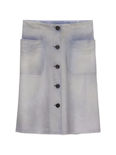 Prada Button-up Patch-pocket Skirt In Blue