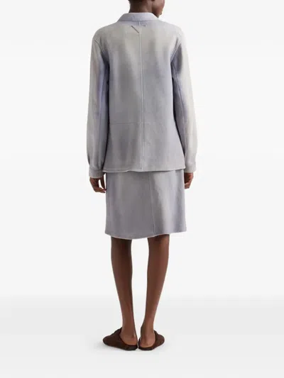 Prada Button-up Patch-pocket Skirt In Blue