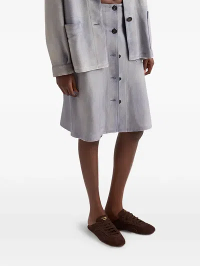 Prada Button-up Patch-pocket Skirt In Blue