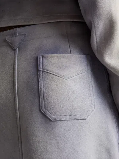 Prada Button-up Patch-pocket Skirt In Blue