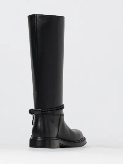Bottega Veneta Knee High Boot Braided Strap Detail In Black