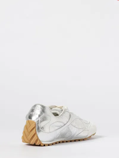 Bottega Veneta Orbit Flash Suede-trimmed Metallic Crinkled-leather Sneakers In Silver
