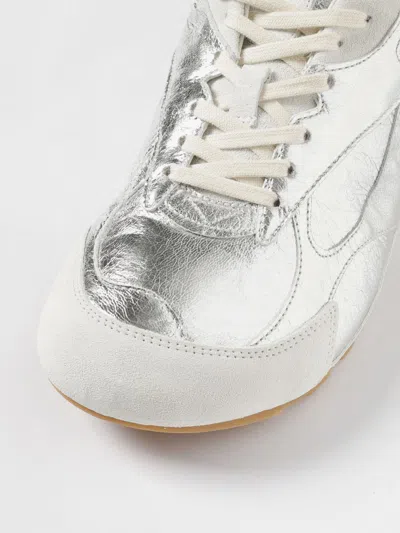 Bottega Veneta Orbit Flash Suede-trimmed Metallic Crinkled-leather Sneakers In Silver