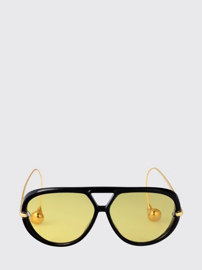 Bottega Veneta 'aviator' Black And Yellow Sunglasses With Metal Temples With Drop Detail In Recycled In Yellow