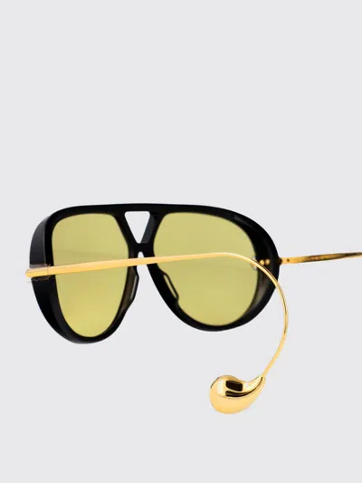 Bottega Veneta 'aviator' Black And Yellow Sunglasses With Metal Temples With Drop Detail In Recycled In Yellow