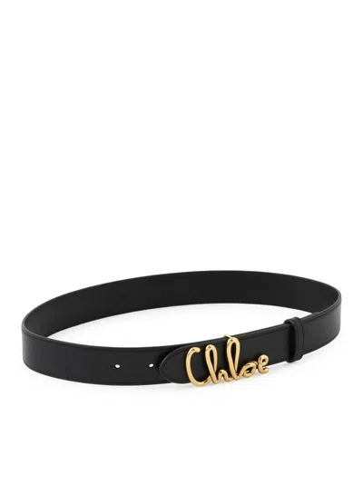 Chloé Iconic Leather Belt Adjustable Length In Black