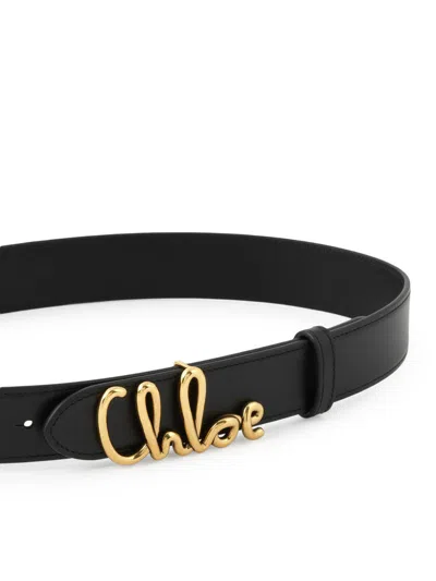 Chloé Iconic Leather Belt Adjustable Length In Black