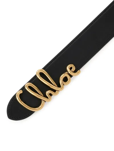 Chloé Iconic Leather Belt Adjustable Length In Black